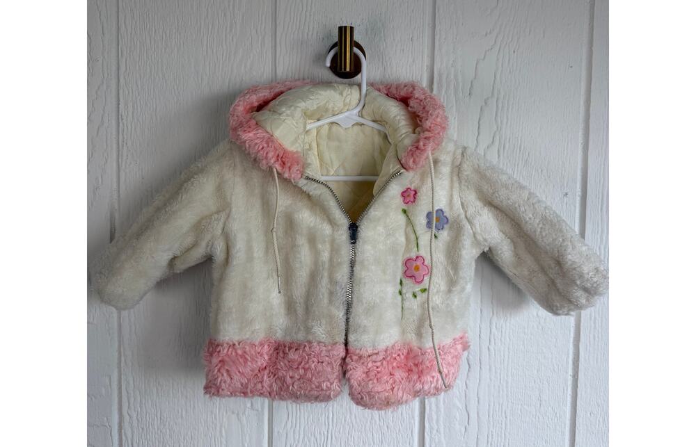 Y2K Girls Faux Fur Hooded Jacket Pink White Floral Fairycore Coat